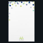 PERSONAL NOTE cute bright confetti blue lime mint Stationery<br><div class="desc">Revisit the art of letter writing with this cute polka dot, confetti print personalised stationery =) Setup as a template it is easy to customise with your own text - make it yours! >>> TIPS - Simply hit the "Customise it" button and add/change the text, fonts, colours or to move...</div>
