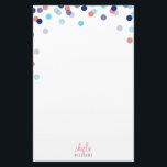 PERSONAL NOTE cute bright confetti navy blue coral Stationery<br><div class="desc">Revisit the art of letter writing with this cute polka dot, confetti print personalised stationery =) Setup as a template it is easy to customise with your own text - make it yours! >>> TIPS - Simply hit the "Customise it" button and add/change the text, fonts, colours or to move...</div>