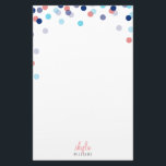 PERSONAL NOTE cute bright confetti navy blue coral Stationery<br><div class="desc">Revisit the art of letter writing with this cute polka dot, confetti print personalised stationery =) Setup as a template it is easy to customise with your own text - make it yours! >>> TIPS - Simply hit the "Customise it" button and add/change the text, fonts, colours or to move...</div>