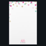 PERSONAL NOTE cute bright confetti pink mint gold Stationery<br><div class="desc">Revisit the art of letter writing with this cute polka dot, confetti print personalised stationery =) Setup as a template it is easy to customise with your own text - make it yours! >>> TIPS - Simply hit the "Customise it" button and add/change the text, fonts, colours or to move...</div>