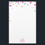 PERSONAL NOTE cute bright confetti pink mint gold Stationery<br><div class="desc">Revisit the art of letter writing with this cute polka dot, confetti print personalised stationery =) Setup as a template it is easy to customise with your own text - make it yours! >>> TIPS - Simply hit the "Customise it" button and add/change the text, fonts, colours or to move...</div>