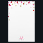 PERSONAL NOTE cute bright confetti red pink gold Stationery<br><div class="desc">Revisit the art of letter writing with this cute polka dot, confetti print personalised stationery =) Setup as a template it is easy to customise with your own text - make it yours! >>> TIPS - Simply hit the "Customise it" button and add/change the text, fonts, colours or to move...</div>
