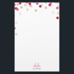 PERSONAL NOTE cute bright confetti red pink gold Stationery<br><div class="desc">Revisit the art of letter writing with this cute polka dot, confetti print personalised stationery =) Setup as a template it is easy to customise with your own text - make it yours! >>> TIPS - Simply hit the "Customise it" button and add/change the text, fonts, colours or to move...</div>
