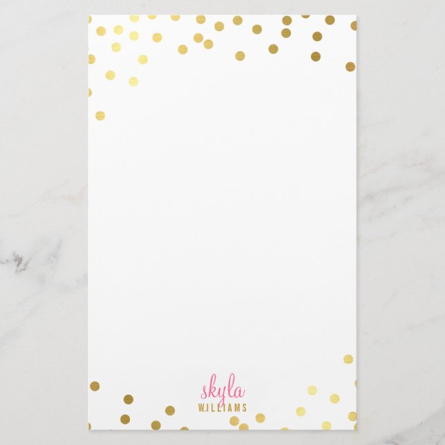 PERSONAL NOTE cute glamourous gold foil confetti Stationery (Front)
