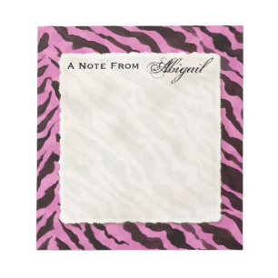 Personal Notes Hot Pink Black Zebra Stripe Print