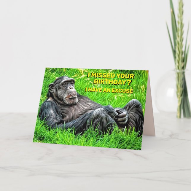Personal Orangutan Funny Missed Birthday & Message Card (Front)