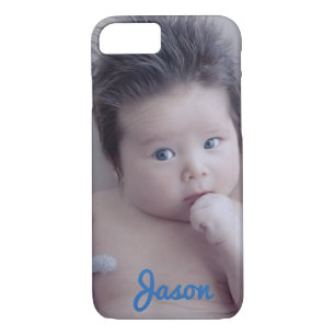 Personal Photo and blue text iPhone 8/7 Case