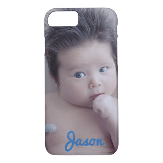 Personal Photo and blue text iPhone 8/7 Case