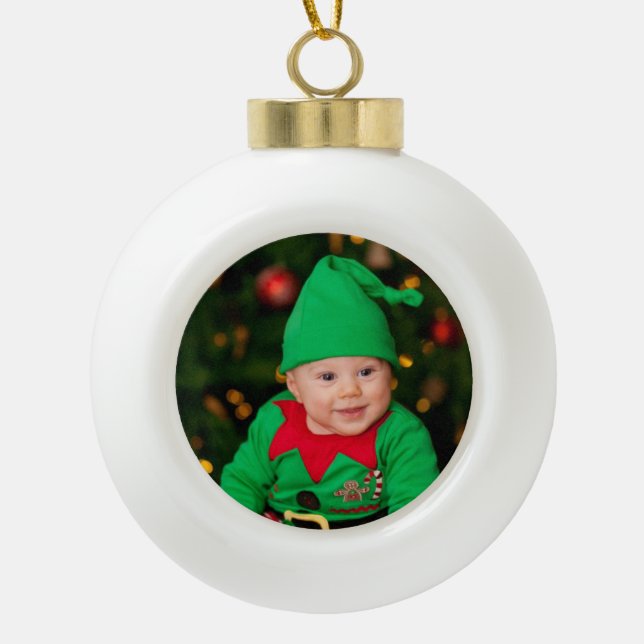 Personal Photo Ceramic Ball Christmas Ornament (Front)