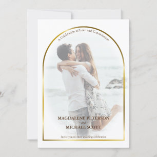 Personal Photo Gold Arch Frame Wedding Invitation