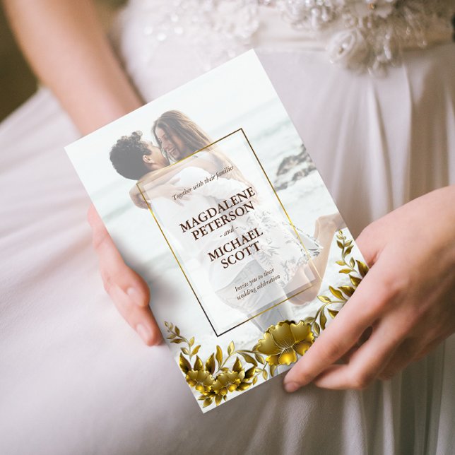 Personal Photo Gold Frame Wedding Invitation (Creator Uploaded)