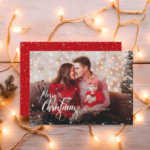 Personal Photo Merry Christmas Red Holiday Card