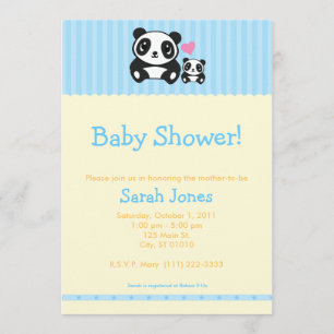 Personal Photo Panda Baby Shower - Blue & Orange Invitation