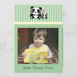 Personal Photo Panda Birthday Invitation - Green