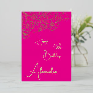 Personal Pink  & Gold Named & Aged Birthday Card
