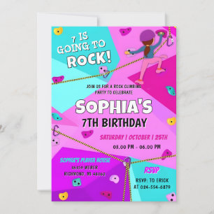 Personal Pink Rock Climbing Birthday Invitation