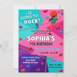 Personal Pink Rock Climbing Birthday Invitation