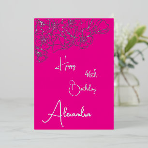 Personal Pink & Silver Named & Aged Birthday Card