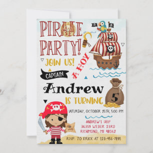 Personal Pirate Birthday Party Treasure Map Invitation