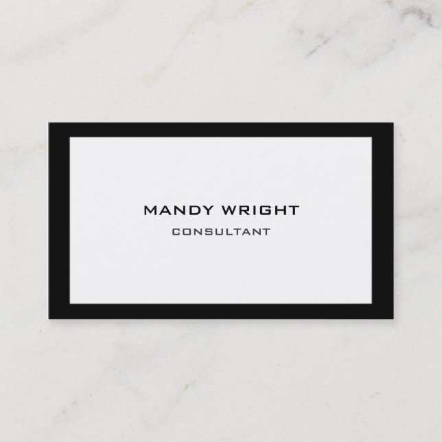 Personal Plain Simple Black White Attractive Business Card (Front)
