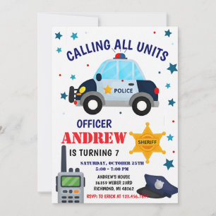 Personal Police Officer birthday party invitation