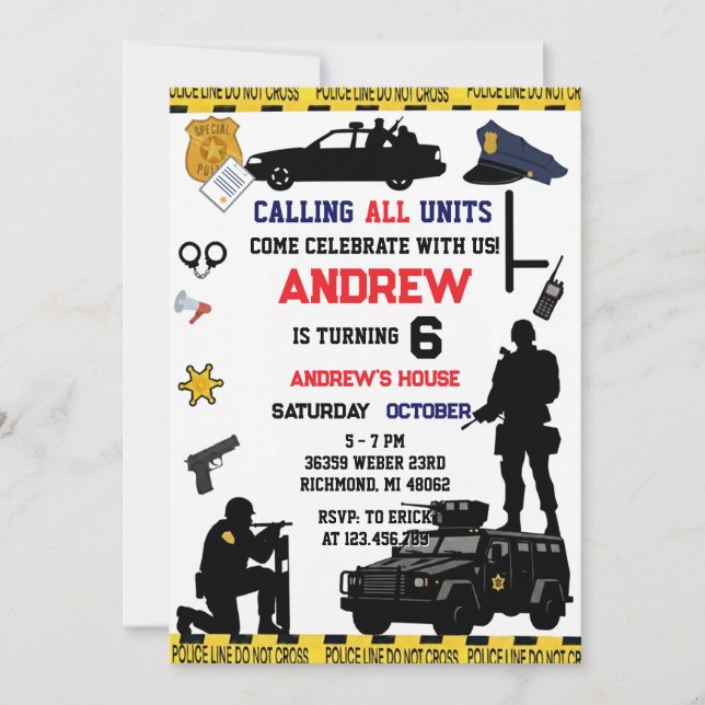 Personal Police Special Forces Birthday party Invitation (Front)