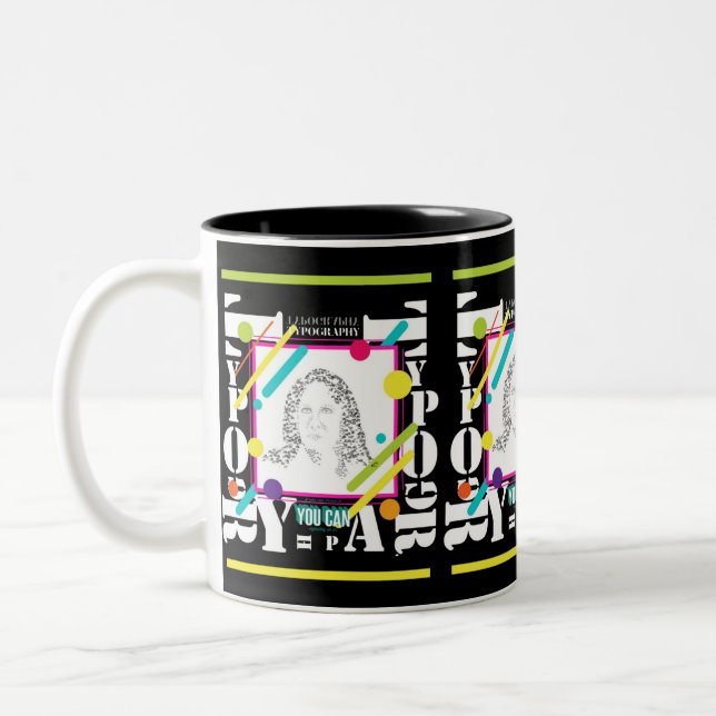 Personal portrait from letters Two-Tone coffee mug (Left)
