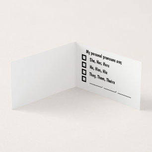 Personal Pronoun Preference Card