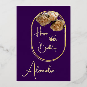 Personal Purple & Gold Named & Aged Birthday Card