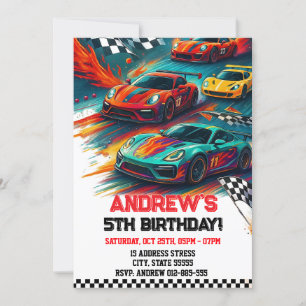 Personal Race car sport birthday invitation