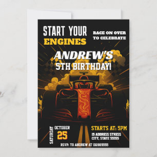 Personal Racing Car Birthday party for boy Invitation