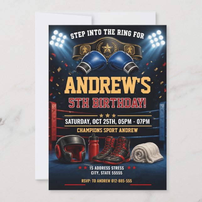 Personal Ready to Boxing birthday Invitation (Front)
