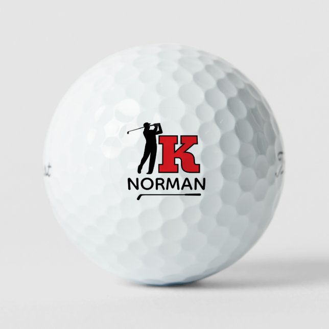 Personal Red Initial Mark - to identify golfer's Golf Balls (Front)
