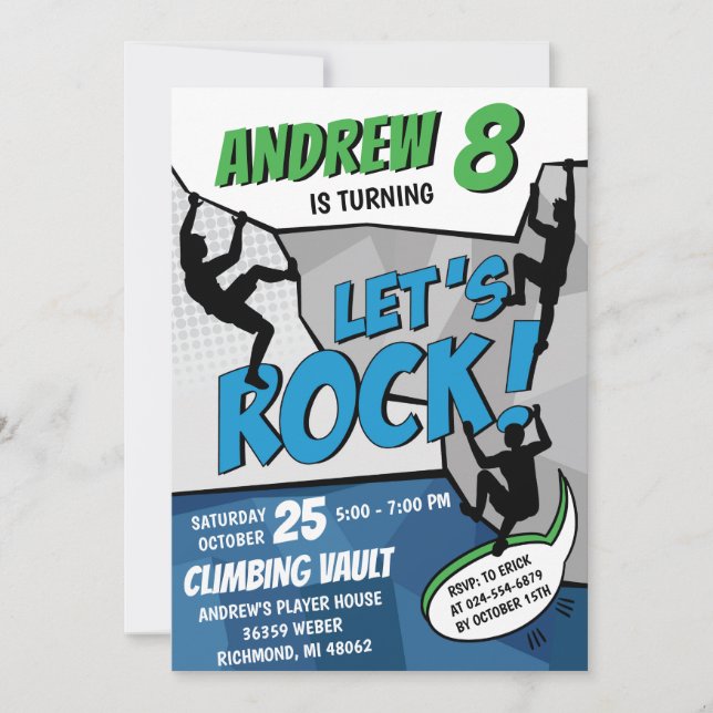 Personal Rock Climbing Birthday Party Invitation (Front)