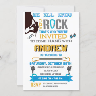 Personal Rock Climbing Birthday Party Invitation