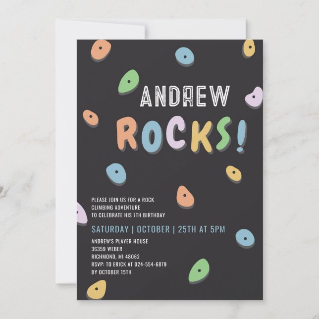 Personal Rock Climbing Birthday Party Invitation (Front)
