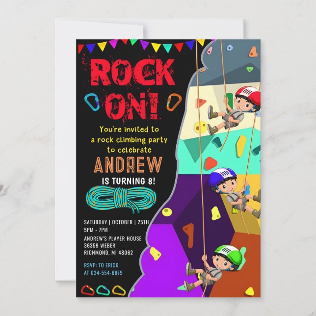Personal Rock Climbing with photo Birthday  Invitation (Front)