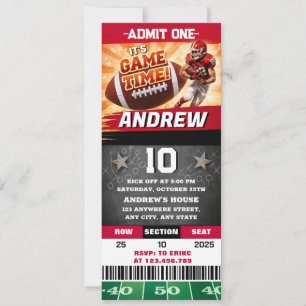 Personal Rugby birthday Ticket For boy Invitation