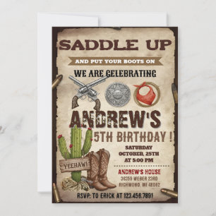 Personal Rustic Cowboy Birthday Party Invitation