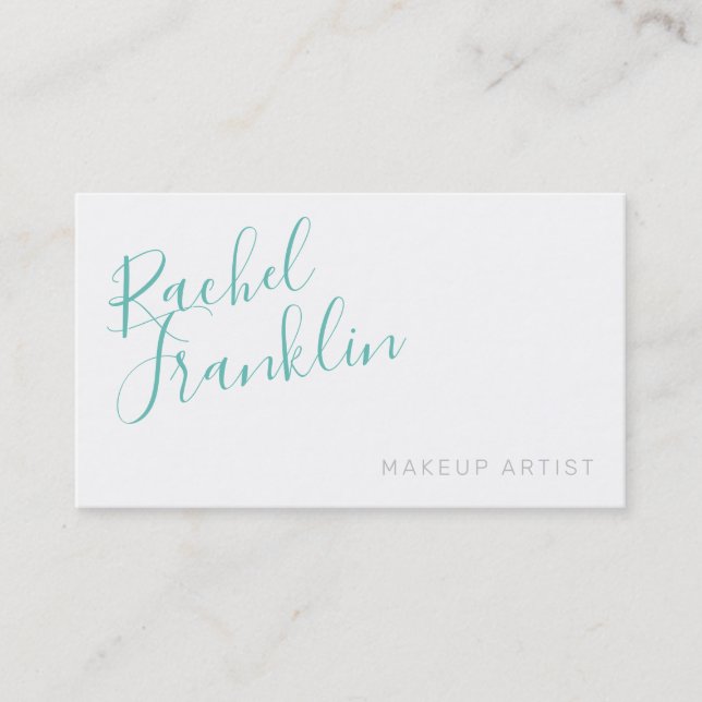PERSONAL script name modern chic pretty mint green Business Card (Front)