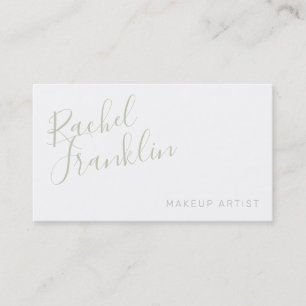 PERSONAL script name modern chic pretty sage green Business Card