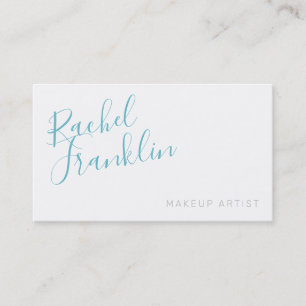 PERSONAL script name modern chic turquoise blue Business Card