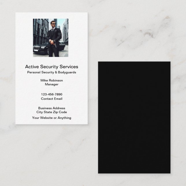 Personal Security Bodyguard Service Business Card (Front/Back)