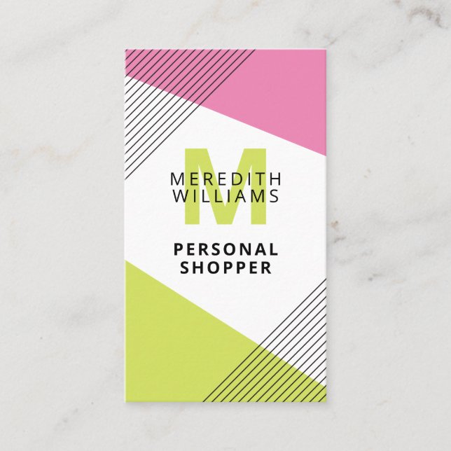 Personal Shopper Chic Modern Geometric Business Card (Front)