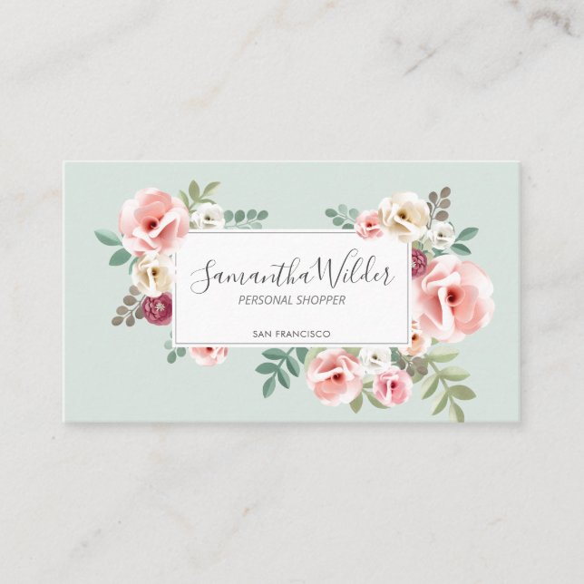Personal Shopper Floral Banner Business Card (Front)