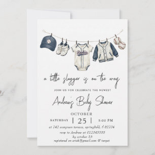 Personal Simple Baseball Baby Shower watercolor Invitation