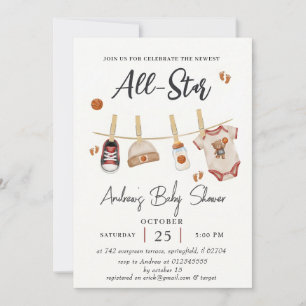 Personal Simple Basketball baby shower watercolor Invitation