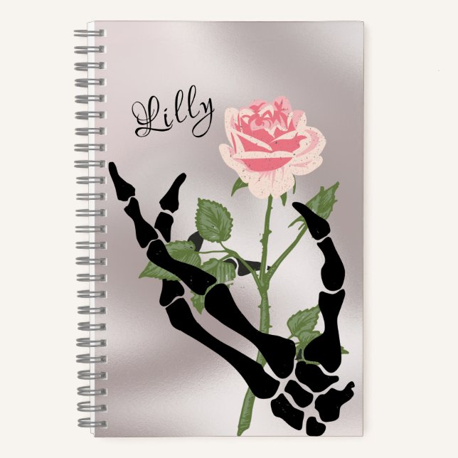 Personal Skull Hand Floral  Notebook (Front)