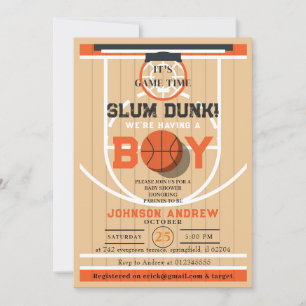 Personal Slumdunk Basketball Baby Shower  Invitation