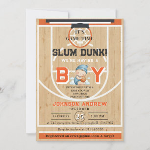 Personal Slumdunk Basketball Baby Shower Invitation
